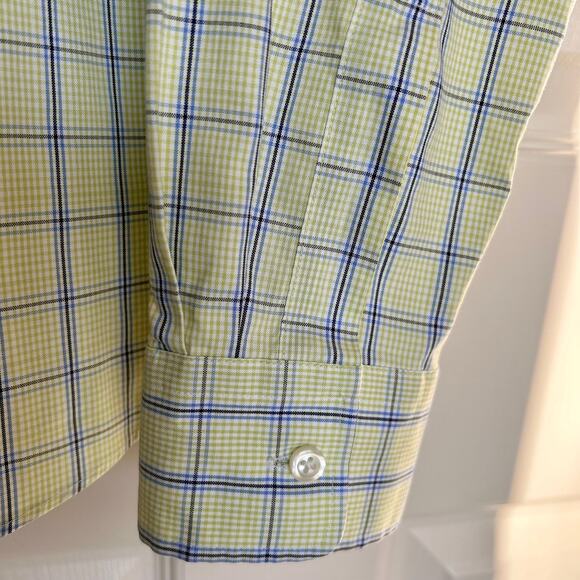 Lands' End Plaid No Iron Pinpoint Oxford Longsleeve Button Down Shirt Size 14 - Picture 5 of 12